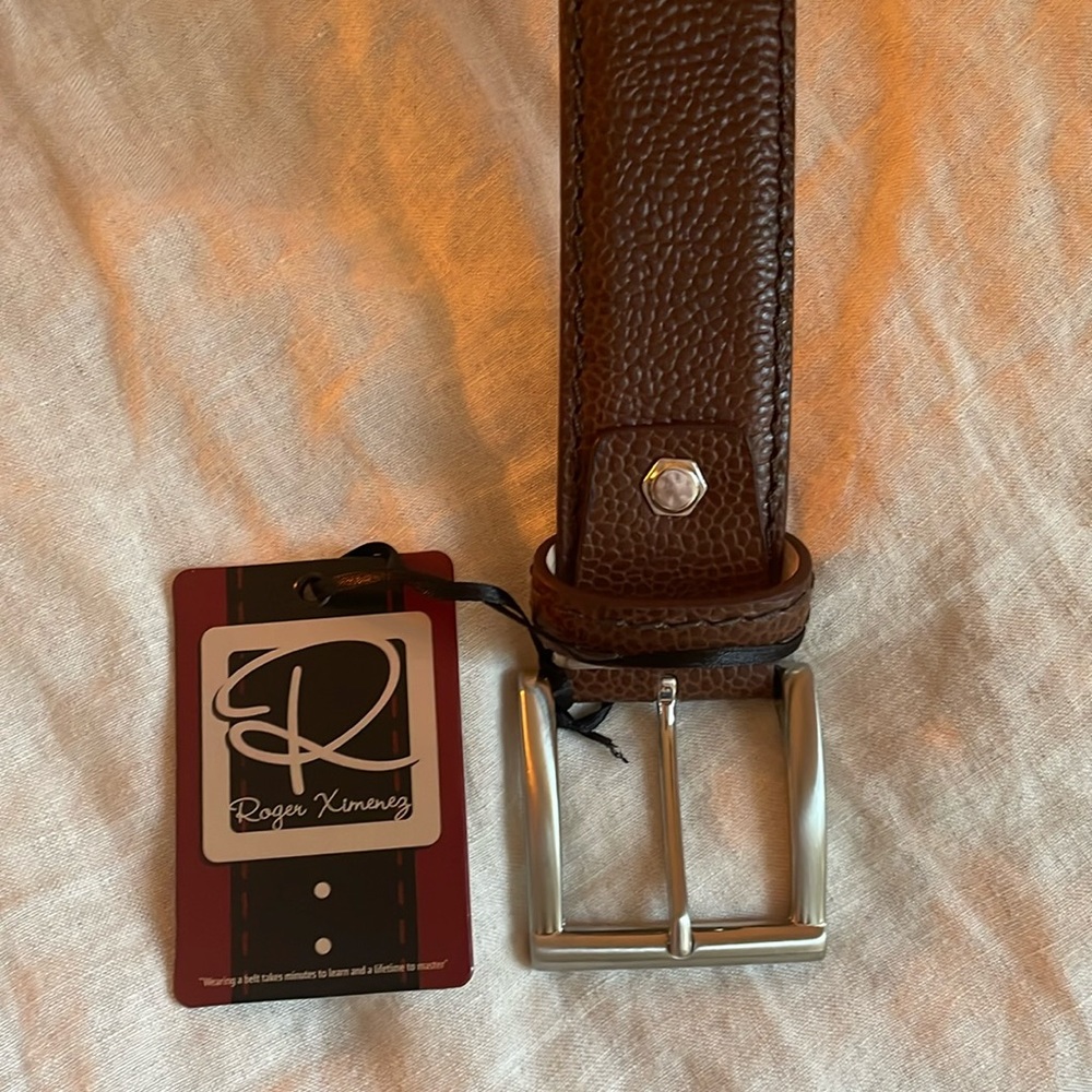 Roger Ximeneg genuine French calf leather belt brown size 32